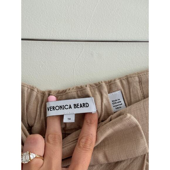VERONICA BEARD Marbeau Wide-Leg Pants in Stone Khaki Size 14 - Picture 6 of 9